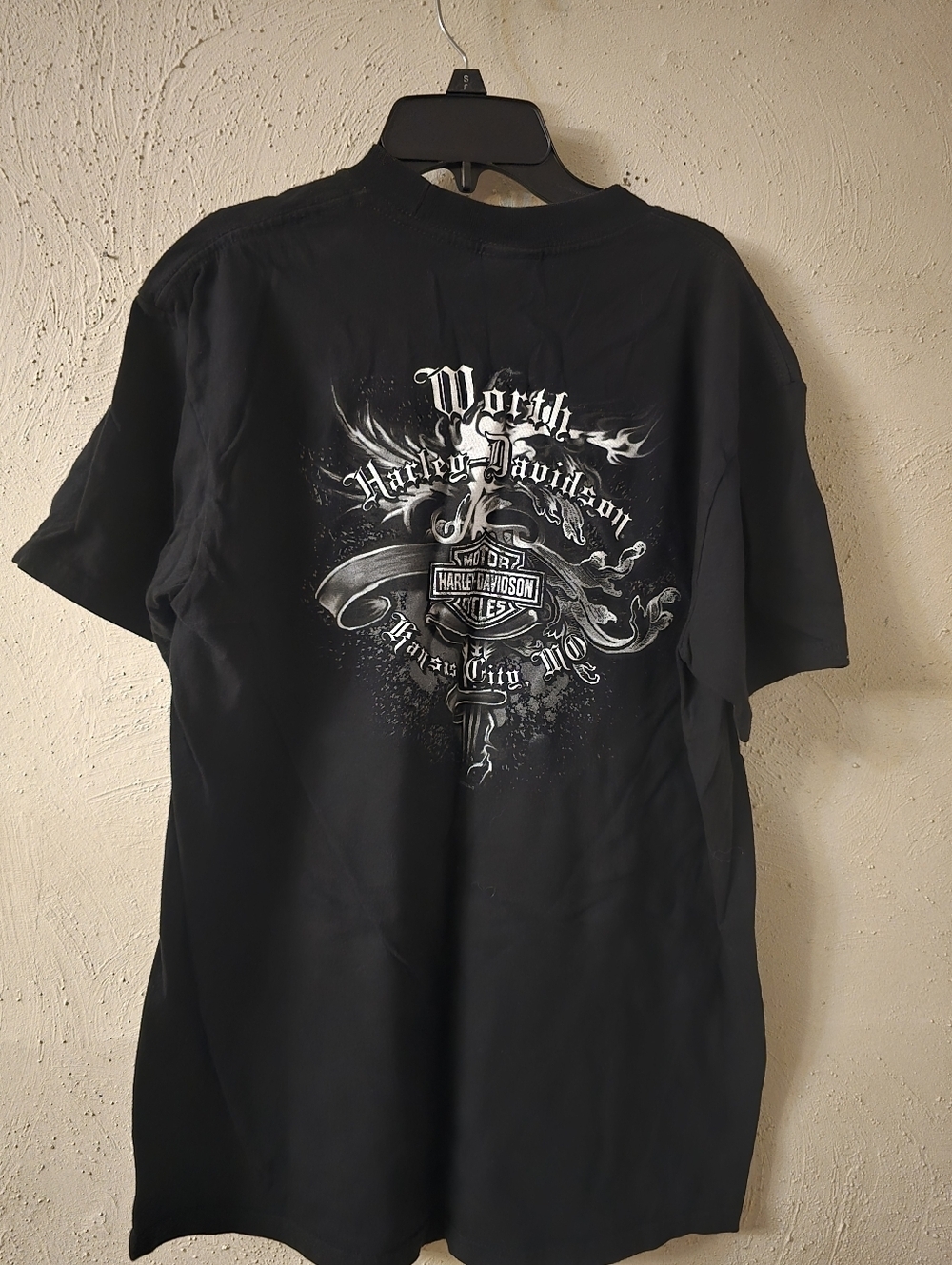 Harley-Davidson Black Short Sleeve Pocket Tee with Orange Logo - Picture 3 of 3